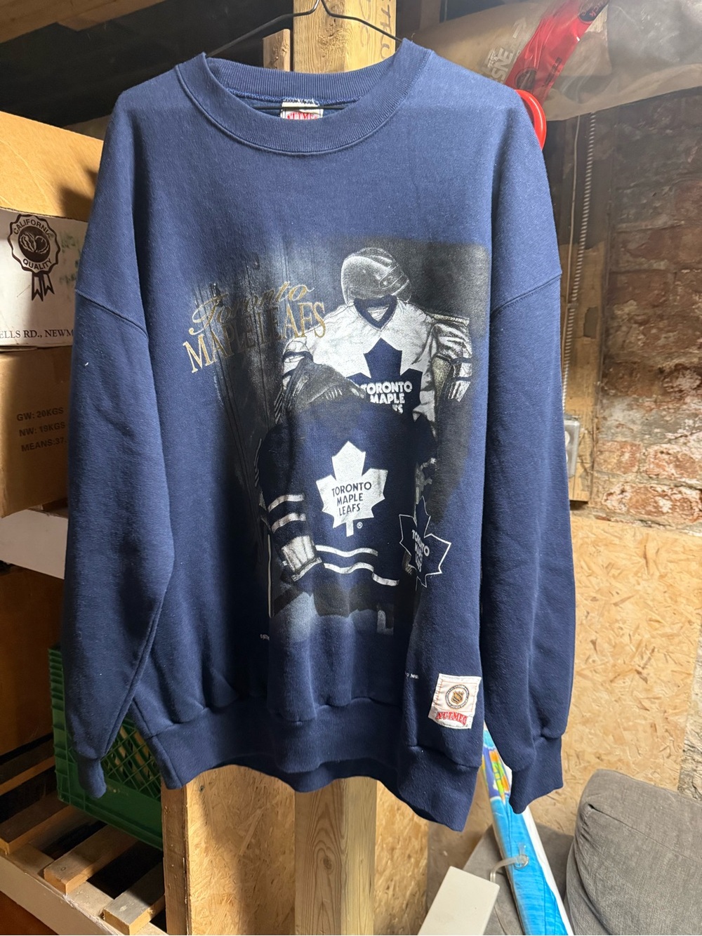STARTER Navy Toronto Maple Leafs Graphic Crewneck Sweatshirt
